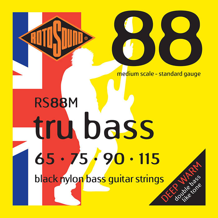 Rotosound Black Nylon Medium Scale Flatwound Bass String Set 65-115