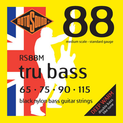 Rotosound - Black Nylon Medium Scale Flatwound Bass String Set  65-115