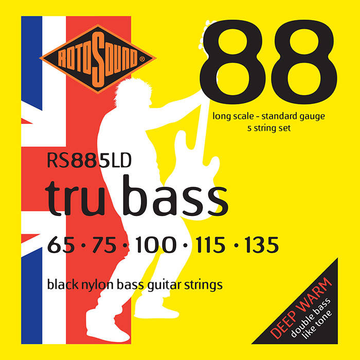 Black Nylon Flatwound Bass 5-String Set 65-135