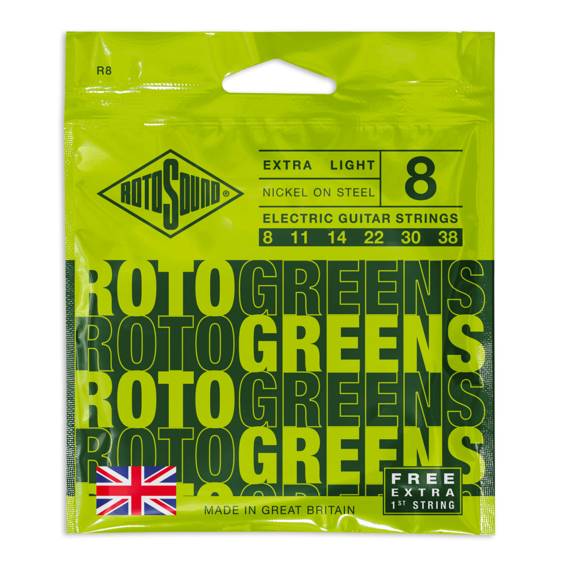 RotoGreens Guitar Strings - Extra-Light 8-38