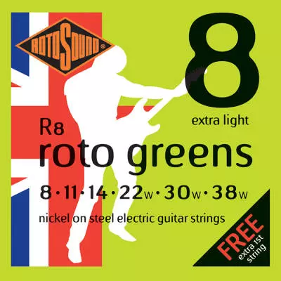 Rotosound - RotoGreens Guitar Strings - Extra-Light 8-38