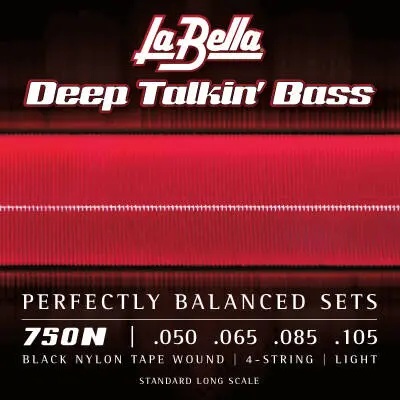 La Bella - 750N Black Nylon Tape Wound 4-String Bass Guitar Set 50-105