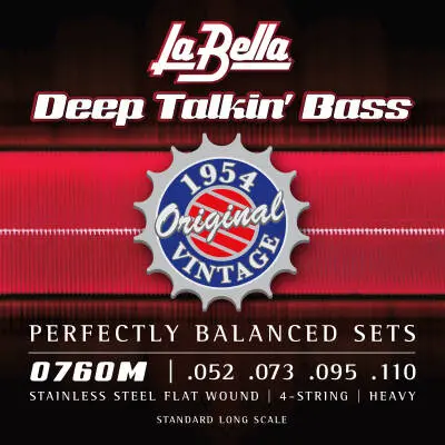 La Bella - 0760M Deep Talkin Bass, 1954 Style Flat Wound Bass Set 52-110