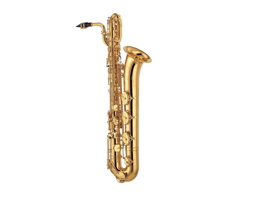 One-Piece Bell Baritone Saxophone, Low A, Front F w/ Engraving & Case - Gold Lacquer