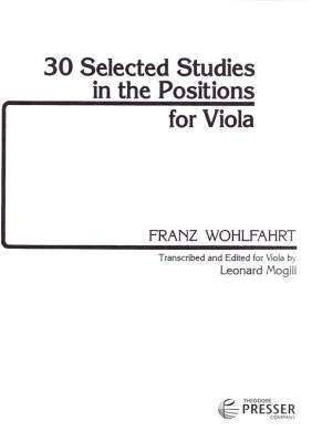 30 Selected Studies In The Positions for Viola - Wohlfahrt/Mogill - Book