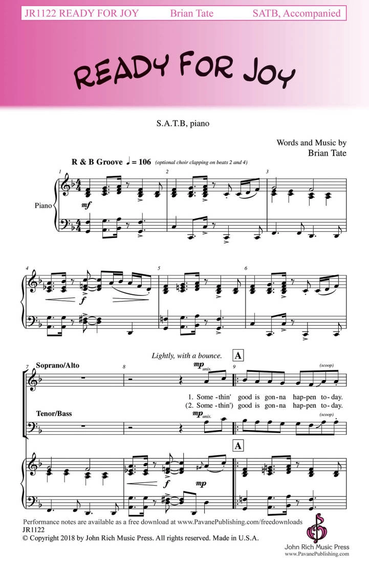 Ready for Joy - Tate - SATB