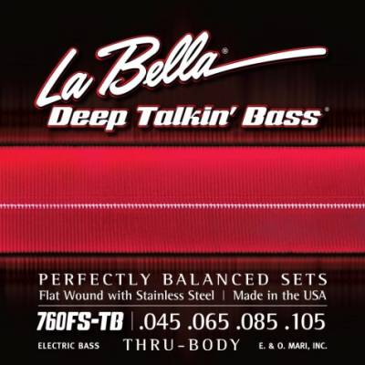 La Bella - 760FS-TB Flatwound 4-String Bass Set, 45-105, Thru-Body