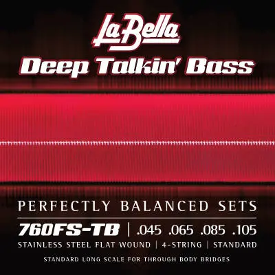 La Bella - 760FS-TB Flatwound 4-String Bass Set, 45-105, Thru-Body