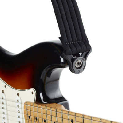 50mm Auto Lock Guitar Strap - Black Padded Stripes