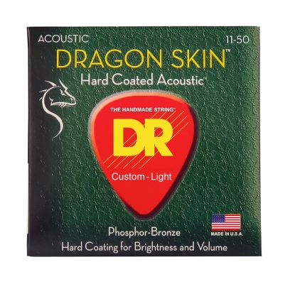 DR Strings - Dragon-Skin Coated Phosphor Bronze Acoustic Strings - 11-50