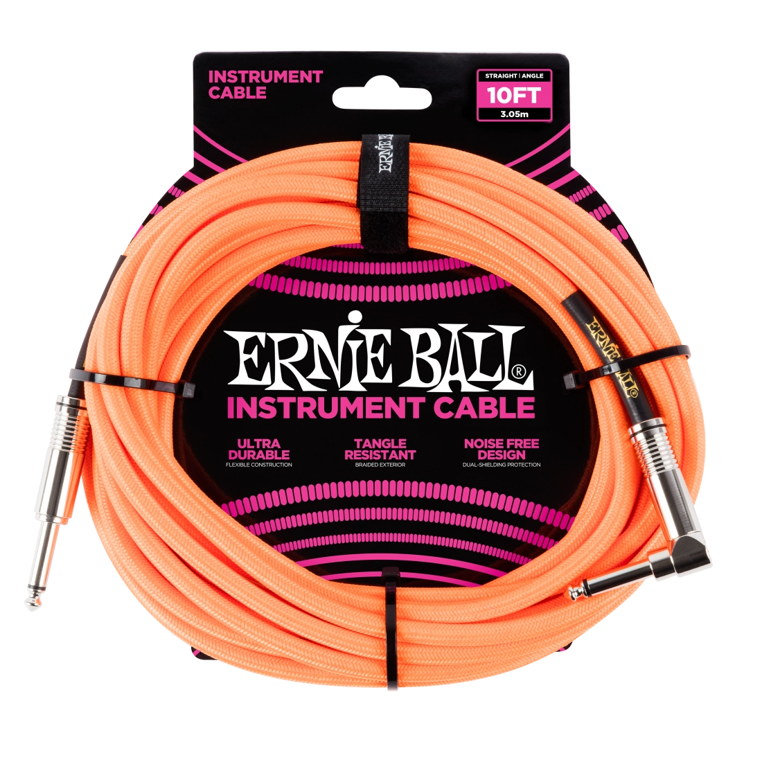 10\' Straight/Angle Braided Cable - Neon Orange