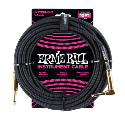Ernie Ball - 10 Straight/Angle Braided Cable - Black