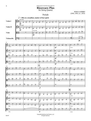 Ricercare Plus - Lansky - String Quartet - Score/Parts