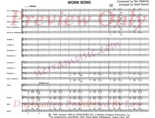 Work Song - Adderley/Keezer - Jazz Ensemble - Gr. 4