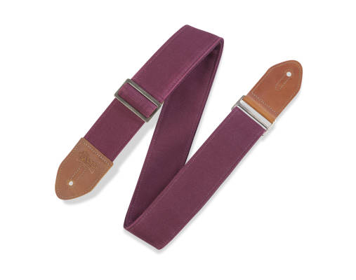 Levys - 2 Wide Waxed Canvas Guitar Strap - Burgundy
