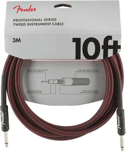 Professional Series Instrument Cable, 10\', Red Tweed