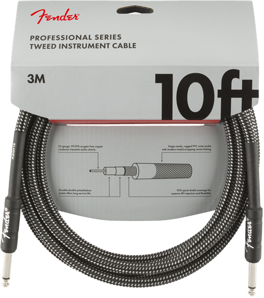 Professional Series Instrument Cable, 10\', Gray Tweed