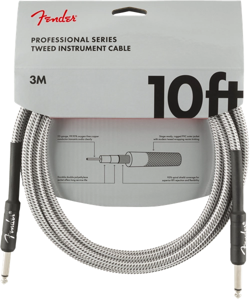 Professional Series Instrument Cable, 10\', White Tweed