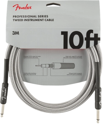 Fender - Professional Series Instrument Cable, 10, White Tweed