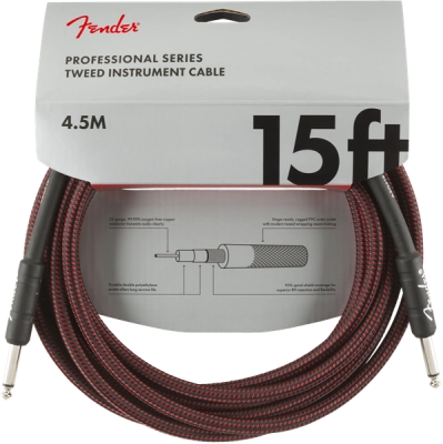 Fender - Professional Series Instrument Cable, 15, Red Tweed