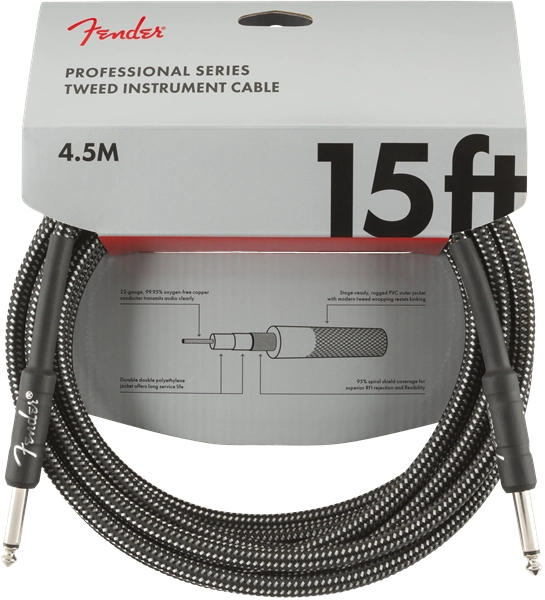 Professional Series Instrument Cable, 15\', Gray Tweed