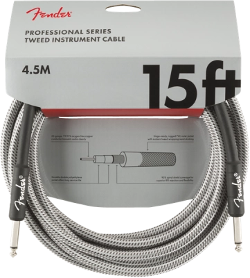 Fender - Professional Series Instrument Cable, 15, White Tweed