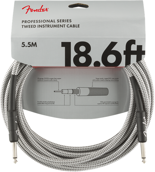 Professional Series Instrument Cable, 18.6\', White Tweed