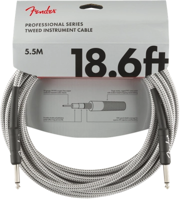 Fender - Professional Series Instrument Cable, 18.6, White Tweed