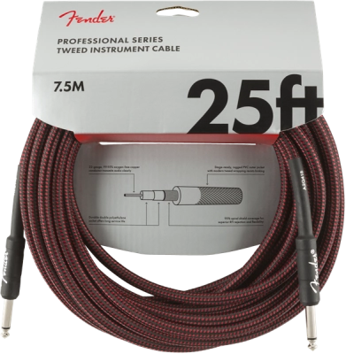 Fender - Professional Series Instrument Cable, 25, Red Tweed