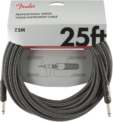 Fender - Professional Series Instrument Cable, 25, Gray Tweed