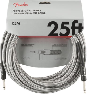 Fender - Professional Series Instrument Cable, 25, White Tweed