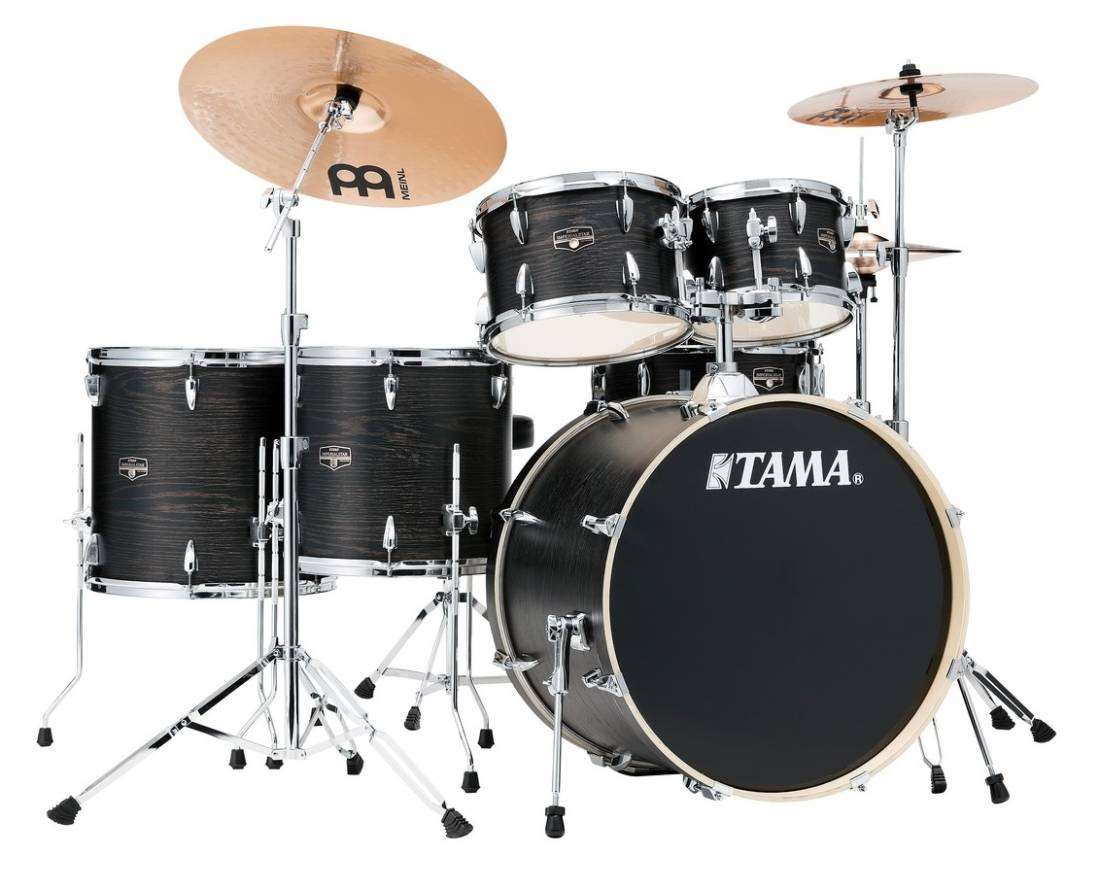 Imperialstar 6-Piece Drum Kit (22,10,12,14,16,SD) with Cymbals and Hardware - Black Oak Wrap