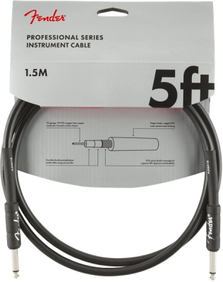 Fender - Professional Series Instrument Cable, Straight/Straight, 5, Black