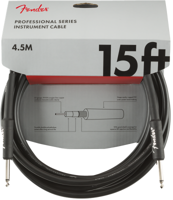 Fender - Professional Series Instrument Cable, Straight/Straight, 15, Black