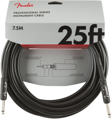 Professional Series Instrument Cable, Straight/Straight, 25\', Black