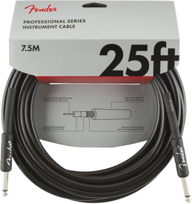 Fender - Professional Series Instrument Cable, Straight/Straight, 25, Black