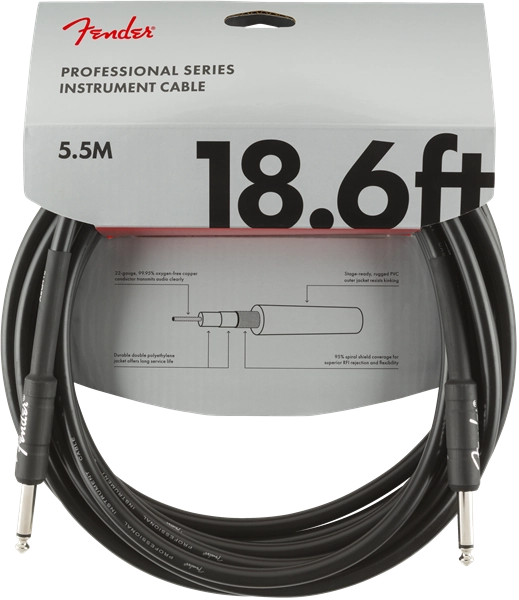 Professional Series Instrument Cable, Straight/Straight, 18.6\', Black