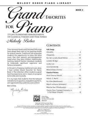 Grand Favorites for Piano, Book 3 - Bober - Piano - Book