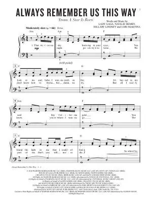 Always Remember Us This Way  (from A Star Is Born) - Easy Piano - Sheet Music