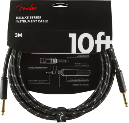 Deluxe Instrument Cable, 10\', Black Tweed