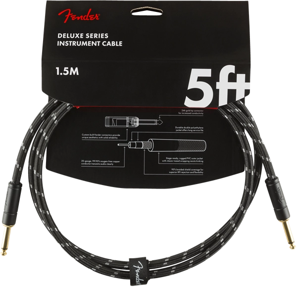 Deluxe Instrument Cable, 5\', Black Tweed