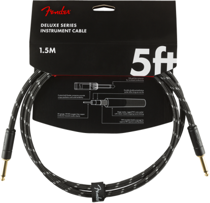 Deluxe Instrument Cable, 5\', Black Tweed
