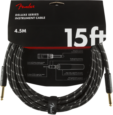 Deluxe Instrument Cable, 15\', Black Tweed
