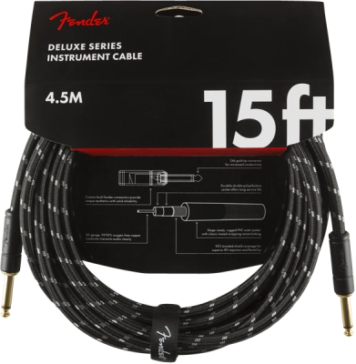 Fender - Deluxe Instrument Cable, 15, Black Tweed