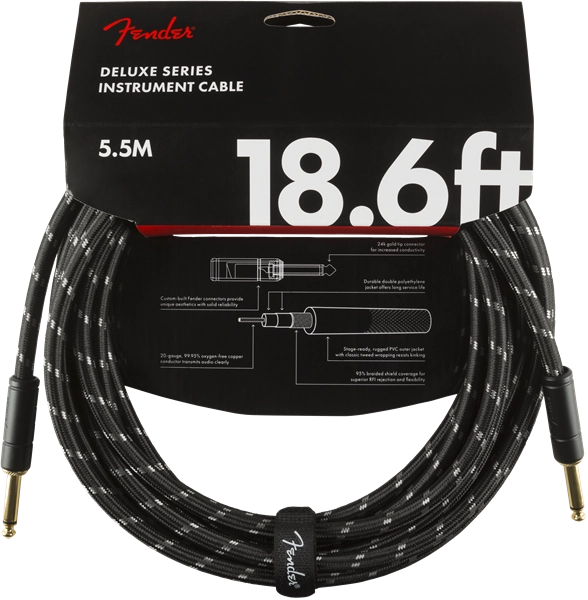 Deluxe Instrument Cable, 18.6\', Black Tweed