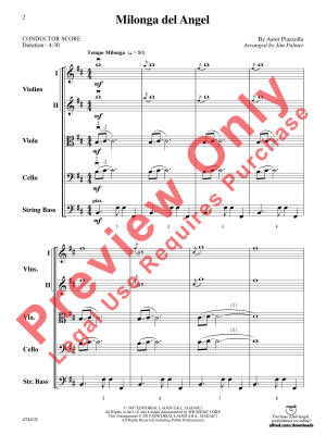 Milonga del Angel - Piazzolla/Palmer - String Orchestra - Gr. 3