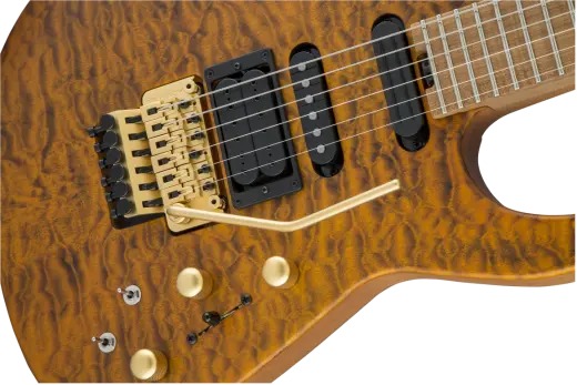 USA Signature Phil Collen PC1 Satin Stain, Caramelized Flame Maple Fingerboard - Satin Transparent Amber