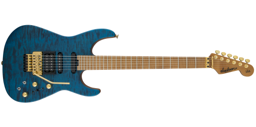 Jackson Guitars - USA Signature Phil Collen PC1 Satin Stain, Caramelized Flame Maple Fingerboard - Satin Transparent Blue