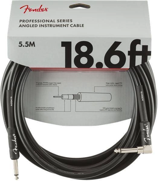 Professional Instrument Cable, Straight/Angle, 18.6\', Black