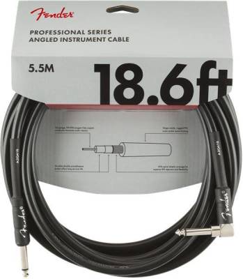 Professional Instrument Cable, Straight/Angle, 18.6\', Black